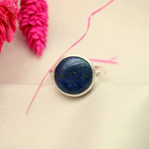 Anillo de Plata de Ley 925 con Lapislázuli Natural, Corte Ovalado, Clásico, Hecho a Mano, Certificado por IGI, Regalo para el Día de la Madre - Product Image 1