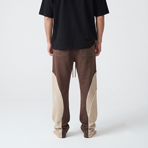 Streetwear Men's Cotton Wide <b>Leg</b> Sweatpants Heavyweight Two Tone Color Block Baggy <b>Straight</b> <b>Leg</b> Winter <b>Pants</b> - Product Image 2