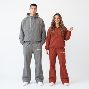OEM Hooded Casual Solid Windbreaker Tracksuit <b>Lightweight</b> Waterproof <b>Jacket</b> Pants Two Piece Custom Design Wholesale Unisex - Product Image 1