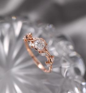 Anillo de Compromiso de Plata de Ley 925 con Circonita Cúbica de Corte Brillante de 1 Quilate, Diseño Inspirado en la Naturaleza, para Mujer - Product Image 5