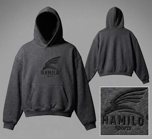 Sweat-shirt à capuche pour homme HAMILO Sports, coupe classique, logo brodé, poche avant, gris décontracté, 100% coton molletonné, service OEM - Product Image 5