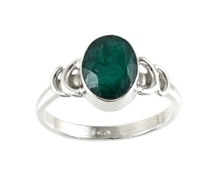 Bague en argent sterling 925 avec quartz vert, bijoux faits à la main, pierre précieuse verte naturelle, cabochon ovale, bague statement, style bohème, à porter au quotidien - Product Image 1