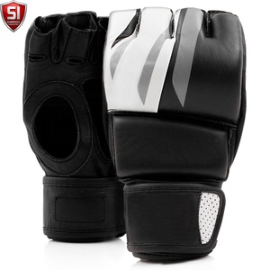 ถุงมือชกมวยหนังวัวสีขาว สำหรับฝึกซ้อม MMA ศิลปะการต่อสู้ แบบเต็มนิ้ว ปิดด้วยแถบตีนตุ๊กแก ใช้ได้ทั้งชายและหญิง รับสกรีนโลโก้ ถุงมือสำหรับมวยอาชีพ 14 ปี - Product Image 1