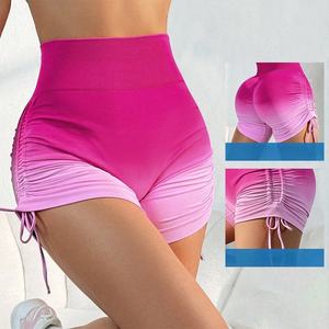 Shorts de Yoga para Mujer con Degradado de Color, Cintura Cruzada, Alta Elasticidad, Compresión, para Gimnasio y Fitness, con Logotipo Impreso - Product Image 1