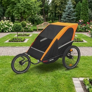 TC-2024T Twin Baby <b>Bike</b> <b>Trailer</b> Stroller Jogger with 600D Water-Resistant Fabric 3-in-1 Functionality <b>for</b> Outdoor Adventures - Product Image 2