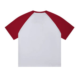 เสื้อยืดแขนราแกลนผู้ชาย สีพื้น ผ้าถัก คอโอ ทรงลำลอง ความยาวปกติ แต่งขอบสีตัดกัน สีเหลือง สีกรมท่า - Product Image 4