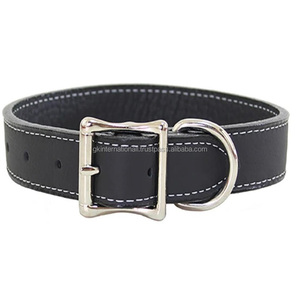 Collar de perro de cuero genuino flexible suave en muchos colores y tamaños personalizados con hebilla de rodillo ajustable y anillo en D al mejor precio - Product Image 2