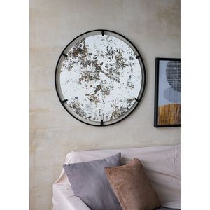 Specchio Rotondo Theodor D31.5x0.5'' con Design Industriale, Specchio Incorniciato in Metallo con Decorazione da Parete per Ingresso e Console - Product Image 1