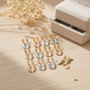 Orecchini rettangolari alla moda in acciaio inossidabile dipinti a mano, set da 12 pezzi, gioielli alla moda per donna, accessori. - Product Image 3