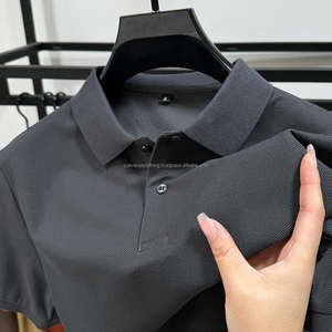 Chemise d'été décontractée pour homme en coton de haute qualité, à manches courtes, tricotée unie, respirante, avec broderie de créateur, coupe ample - Product Image 2