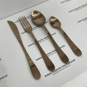 Juego de Cubiertos de Lujo en Latón Macizo Dorado |   Tenedores/Cuchillos/Cucharas de Comedor de Latón Mate, Diseño Clásico, Aptos para Lavavajillas y Congelador, Ligeros - Product Image 4