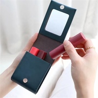 Pochette pour rouge à lèvres liquide en cuir personnalisée brillant à lèvres sac à main mallette de rangement avec miroir fente pour carte