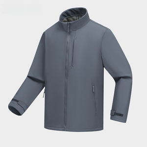 Veste en polaire beige pour homme, col montant, fermeture éclair, style décontracté, coupe classique, couleur unie, matière polyester, coupe-vent - Product Image 2