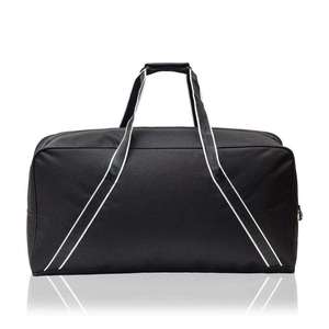 Bolsa de Lona Personalizada de Nylon 600D Negra con Ribete Blanco, Capacidad de 50-70L, para Gimnasio, Viajes y Fines de Semana - Product Image 1