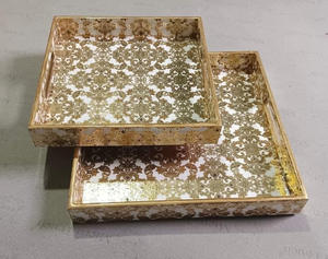 Bois avec plateau de service imprimé en émail Taille conçue sur mesure pour l'artisanat de la vaisselle par-Tayyab - Product Image 5