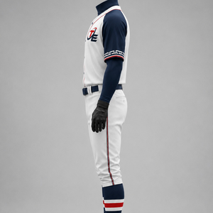 Uniforme de baseball personnalisé pour hommes, blanc, marine, rouge, polyester respirant, service OEM, ensemble maillot et pantalon pour équipe adulte - Product Image 4