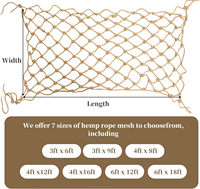 Filet en Corde de Chanvre Naturel Robuste 4ft x 12ft – Écologique, Renouvelable, Sécurité pour Clôtures, Balcons, Escaliers et Jardins
