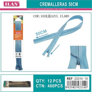 Fermeture éclair invisible Ilan 50 cm bleu clair pour travaux de couture - Product Image 3