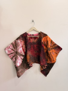 เสื้อผู้หญิงไซส์ใหญ่ ลายมัดย้อม แขนสั้น ไม่มีปก สไตล์โบฮีเมียน ผ้าวิสโคสชีฟอง สำหรับฤดูร้อน - Product Image 2
