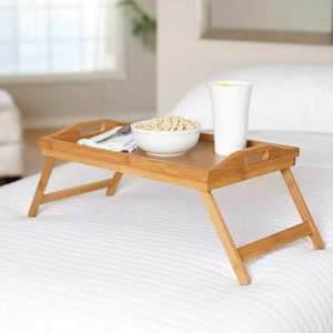 Portable Laminated Bamboo Bed Serving Tray With <b>Folding</b> Legs Laptop <b>Table</b> Breakfast Desk Foldable Platter Serving Board - Product Image 3