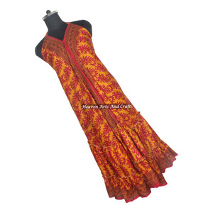 Nuevo Vestido Bohemio Hippie, Compra en Línea al por Mayor, Ropa de Mujer, Sari Indio Vintage, Vestido de Tela de Seda, Elegante Vestido de Noche sin Mangas para Damas - Product Image 5