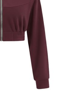 Veste polaire courte zippée bordeaux personnalisée pour femme, sweat-shirt décontracté à manches longues léger, logo personnalisé, fournisseur OEM - Product Image 6