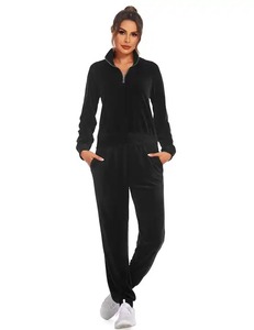 Winter High Quality Mohair Sweat Suit Women Custom Logo Blank Tracksuit 100% Cotton Hoodie and Sweatpants Set - Product Image 5