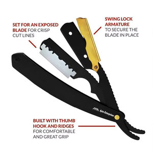 Rasoir à lame droite de haute qualité pour barbier, avec manche ergonomique et lame en acier inoxydable durable, facile à remplacer. - Product Image 5