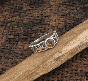 Anillo de Citrino Natural, Chapado en Plata de Ley 925, Corte Redondo, Gema Amarilla, Joyería de Alta Calidad para Mujer, Venta al por Mayor - Product Image 5