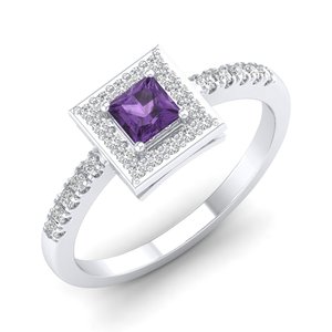 Anillo REYES Elegance con Gema de Amatista Natural y Moissanita Certificada por GRA, Joyería Fina Personalizada en Plata de Ley 925 - Product Image 2