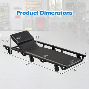 Carrello da officina regolabile a 4 livelli per riparazioni auto, con schienale imbottito spesso e confortevole, 6 ruote girevoli, per impieghi gravosi - Product Image 4