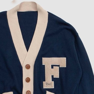 Unisex Custom Chenille Embroidery Patchwork Winter Wear Knitted Pullover <b>Cardigan</b> <b>Sweater</b> Greek Sororities Universities Style - Product Image 4