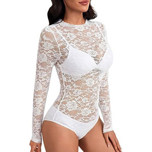 Solid Trader Comfort Fit Solid <b>Net</b> Bodysuit Simple Plain Style Breathable Resort Wear <b>Tops</b> Women Beach Wear - Product Image 4