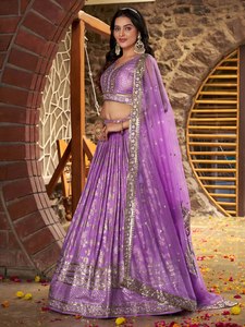 Rivaayat House Purple Zari Foil Printed Polyester Chiffon <b>Shawl</b> Organza Dupatta for Women's Ethnic <b>Wedding</b> Party Wear All - Product Image 6