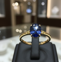 Bague en argent sterling 925 plaqué or 18 carats avec pierre précieuse bleue hydro, bague cocktail de créateur, bijoux pour femmes, taille US 6
