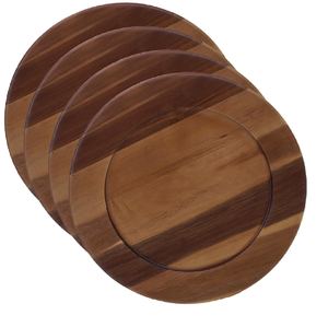 Plato de madera para servir comida y fruta, bandeja redonda de madera de acacia al precio más bajo - Product Image 6