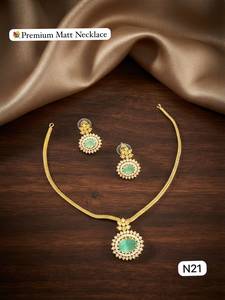 High Quality Fancy Collection Latest Designed Ethnic Gold Plated Geometric Pearl Wedding Necklace Earring Ring <b>Set</b> Women's - Product Image 1