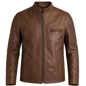 Veste en cuir véritable pour homme, manteau classique en cuir marron, blazer en cuir, vêtement d'extérieur décontracté pour affaires, col rabattu - Product Image 6