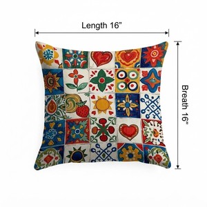 Classic <b>Star</b> Pattern Square <b>Cushion</b> Cover Digital Printed 100% Cotton Home Decor Washable Customizable - Product Image 2