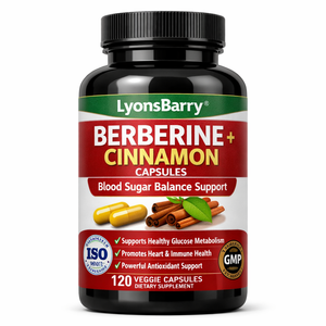 Cápsulas de Berberina + Canela, Apoyo para el Equilibrio del Azúcar en la Sangre, 500 mg, 100 Cápsulas, Sin Gluten, Suplemento Dietético OEM - Product Image 1