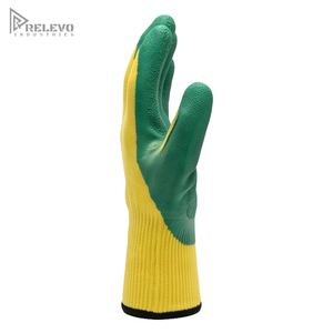 Custom Heavy Duty Yellow Green 10mil Latex Coated <b>Gloves</b> Non-Slip Crinkle Palm Coated Seamless <b>Knit</b> Elastic Wrist Garden Work - Product Image 4