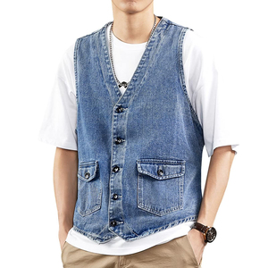 เสื้อกั๊กยีนส์ผู้ชายระบายอากาศได้ดี พรีเมียม ดีไซน์คุณภาพสูง ทรงเข้ารูป สไตล์ลำลอง ไม่มีแขน เหมาะสำหรับฤดูใบไม้ร่วงและฤดูร้อน พร้อมดีไซน์กระดุม รับผลิตแบบ OEM - Product Image 6