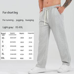 Heather Light Grey Wide Leg Men Sweatpants Elastic <b>Drawstring</b> Waist Straight Baggy Casual <b>Trouser</b> - Product Image 4