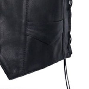 Veste en cuir unisexe personnalisable de qualité supérieure, style western, col en V, avec boutons décoratifs, pour la conduite de moto en hiver - Product Image 5