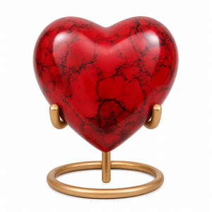 Red Brass Leaf Engraved Heart Shaped <b>Keepsake</b> Cremation <b>Memorial</b> <b>Keepsakes</b> Urn for Funeral Ashes - Product Image 3