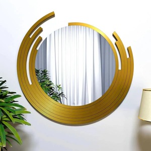 Asymmetric Golden Finish Scandinavian Beveled Edge Wall <b>Mirror</b> Designer Modern Decorative <b>Irregular</b> Shape Luxury Bathroom Home - Product Image 4