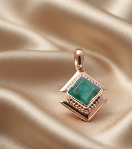 Natural Green <b>Emerald</b> Square Bezel Setting Cute Charm <b>Pendant</b> 925 Sterling Silver Handmade Gemstone Rose Gold Plated Jewelry - Product Image 4