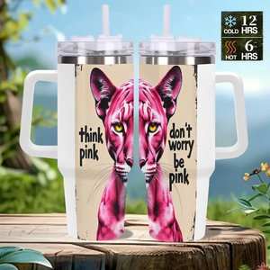 Gobelet isotherme personnalisé en acier inoxydable de 40 oz avec motif Panthère Rose pour les célébrations d'ouverture de magasin - Product Image 2