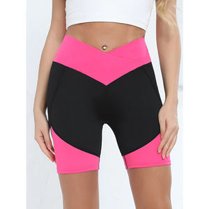 Shorts de yoga taille haute pour femme en tissu éponge, taille élastique, polyester/nylon, coupe décontractée, respirant, pour l'été et la détente - Product Image 1