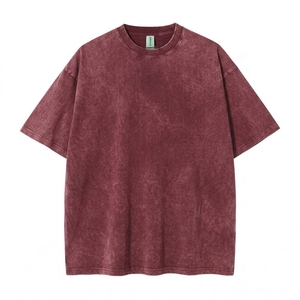 เสื้อยืดแขนสั้นผู้ชายทรงโอเวอร์ไซส์ สีพื้น ย้อมสีแบบ Garment Dyed คอทรงโอ ทรงลำลอง ผ้าฝ้ายพรีเมียม แฟชั่นลำลอง สตรีทแวร์ - Product Image 1